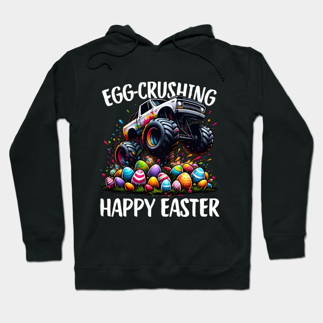 Egg-crushing Happy Easter Monster Truck Hoodie by IKIGAISEKAI